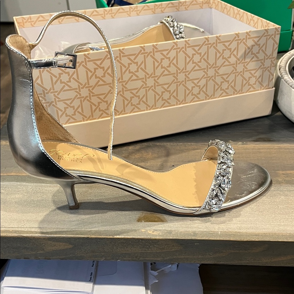 Badgley Mischka Silver Embellished Heels